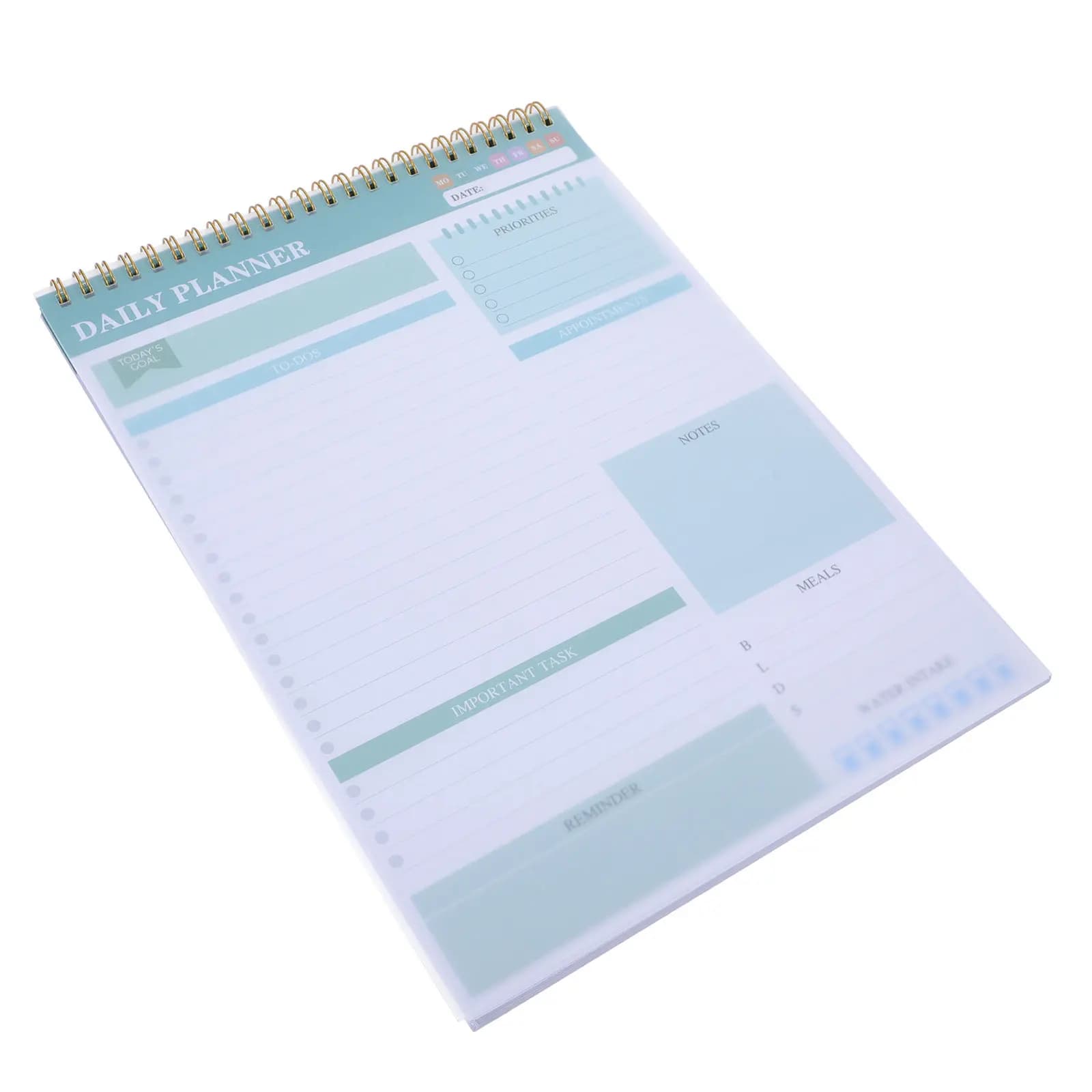 Agenda Giornaliera Non Datata con Doppia Spirale, Copertina in PVC e Dorso in Cartone Resistente, Pianificatore di Compiti Quotidiani