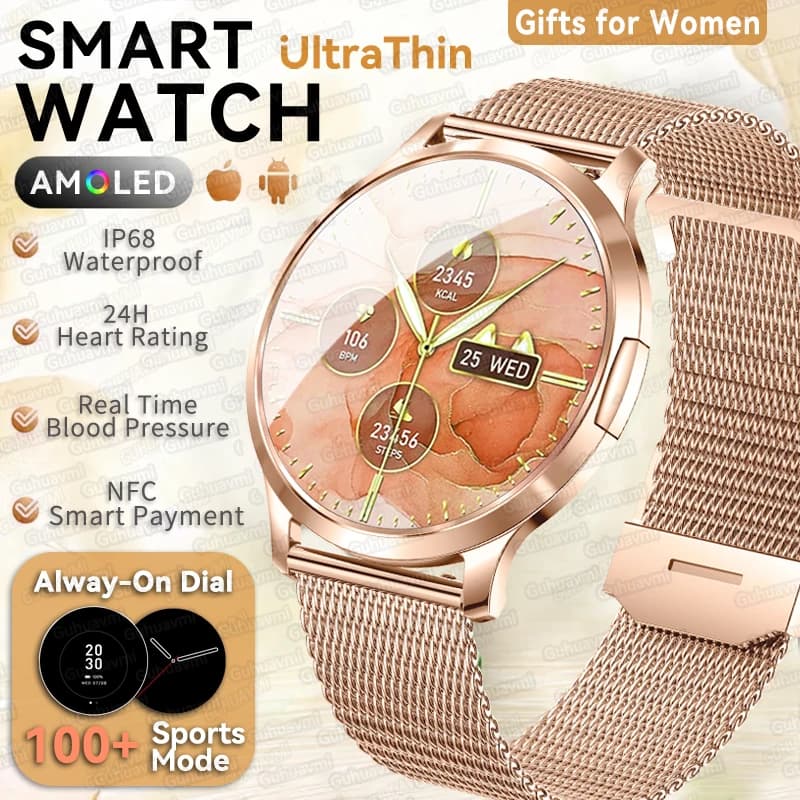 2025 Nuovo Smart Watch per le donne Regalo 1.32 pollici Full Touch Screen Sport Fitness Orologi Chiamate Bluetooth Smartwatch digitale da donna