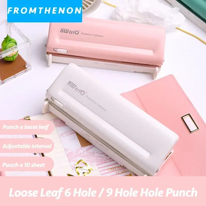 Perforatrice da ufficio Fromthenon a 6 fori con spaziatura regolabile per quaderni a fogli mobili, diari e agende