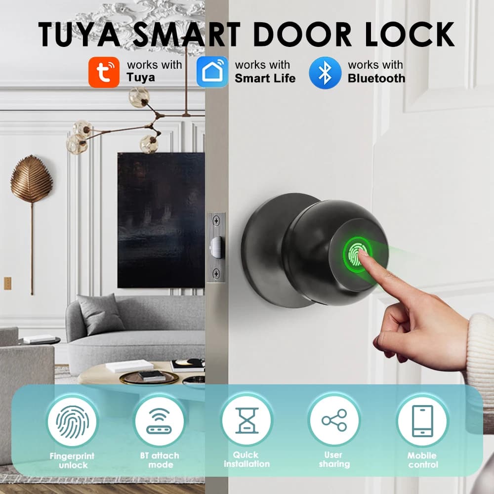 Tuya Door Smart Lock Serratura multifunzione Impronta digitale / Chiave / App Smart Life Sblocca serratura esterna intelligente per magazzino alberghiero