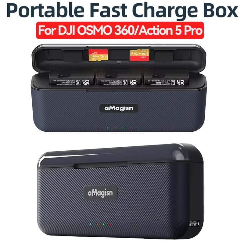 Batteria per DJI Osmo 360 / Action 5 Pro Caricatore Caricatore rapido Hub Batterie Custodia Custodia di ricarica Scatola di ricarica Accessori di ricarica