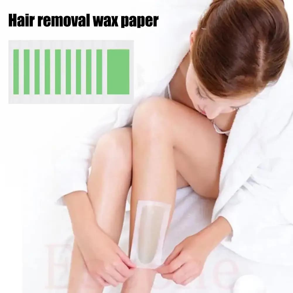 10 fogli Strisce di cera per depilazione Indolore Ascelle Labbra Gamba Corpo Capelli Rimuovi adesivi Sopracciglio Viso Tampone di carta cerata per tutti i sci V2W1