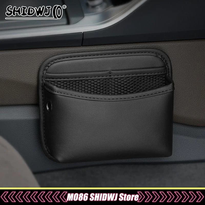 Borsa organizer per auto in similpelle PU per riporre carte, telefono, chiavi, con adesivo per fissaggio, tasca portaoggetti autoadesiva per auto.