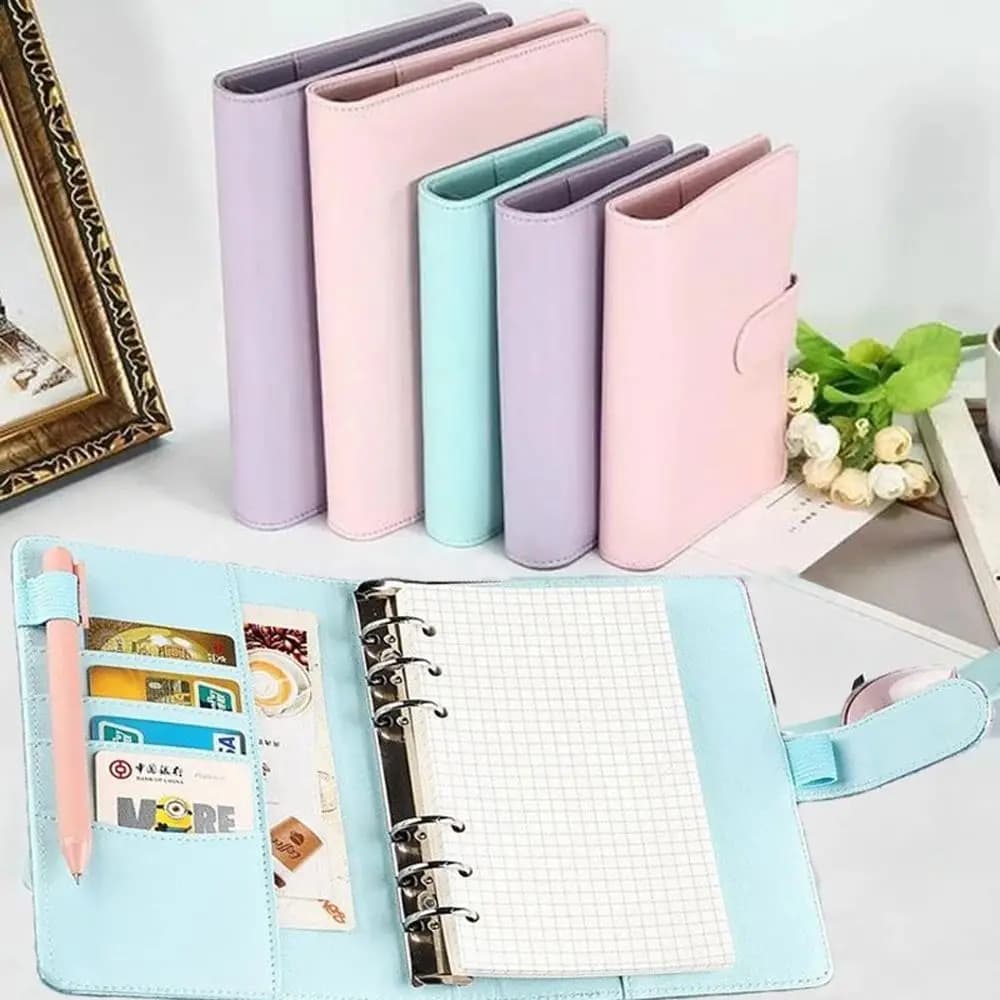 DIY Refillable File Folder Ring Binder PU Leather Planner Book Loose-Leaf Cover Notepad Cover Binder Cover Notebook Cover