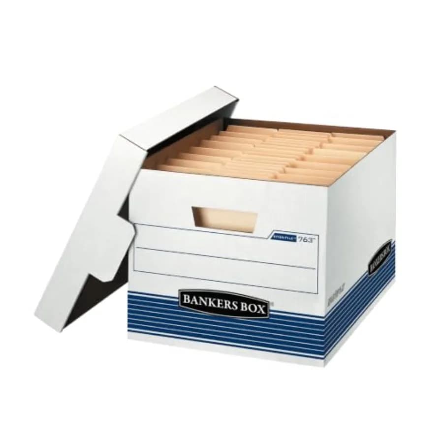 20-Pack Medium Duty File Storage Boxes with Lids, FastFold Assembly, Letter/Legal, STOR,