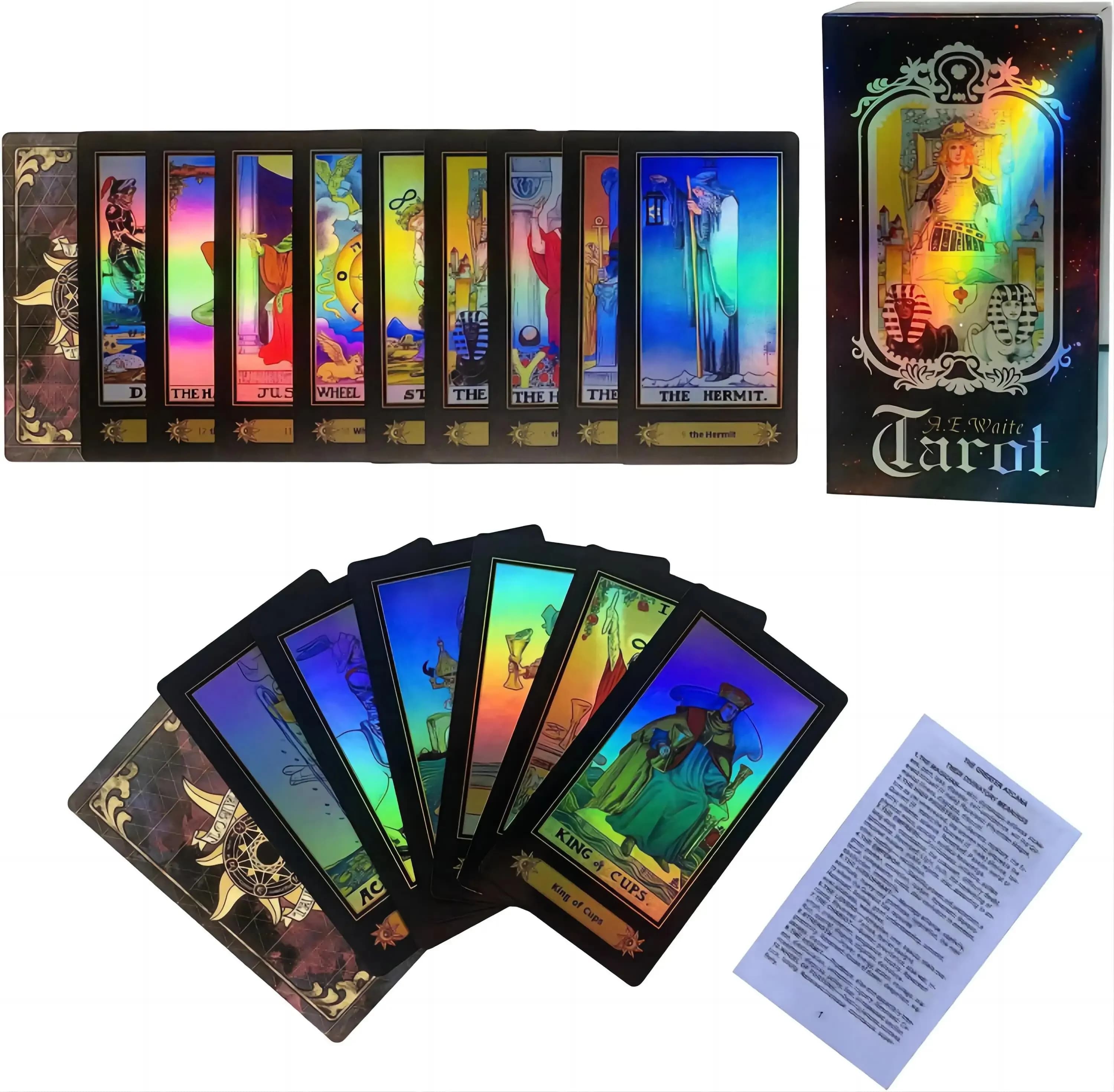 Set di carte dei tarocchi SUNHHX, 78 carte dei tarocchi laser di superficie, carte dei tarocchi con libro di istruzioni in inglese, carte dei tarocchi per principianti