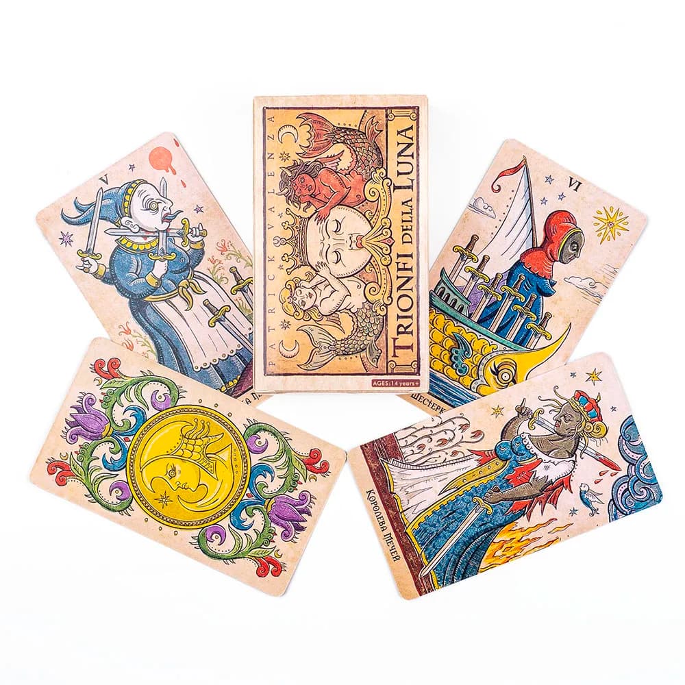 2025 Russian Visions Trionfi Della Luna Tarot Cards 10.3*6Cm 81Pcs Divination Fate Deck Board Game Card For Family Party