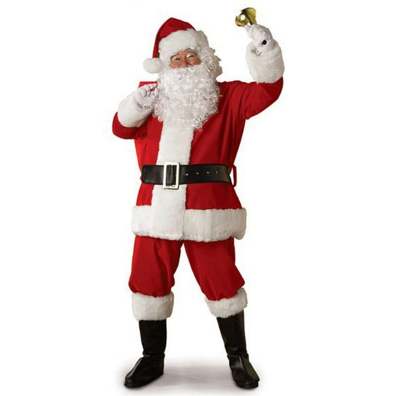Costume da Babbo Natale per adulti per uomini e donne Gioco di ruolo di Babbo Natale Vestito operato da cosplay con parrucca Barba Outfit Nuovo 5 pezzi S-3XL