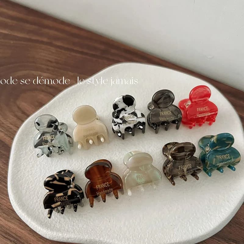 2Pcs/Set Mini 2cm Acetate Small Hair Claw Clips for Women Girls Non Slip Tiny Bangs Side Clips Cute Hairpins for Flyaway Hair Accessories