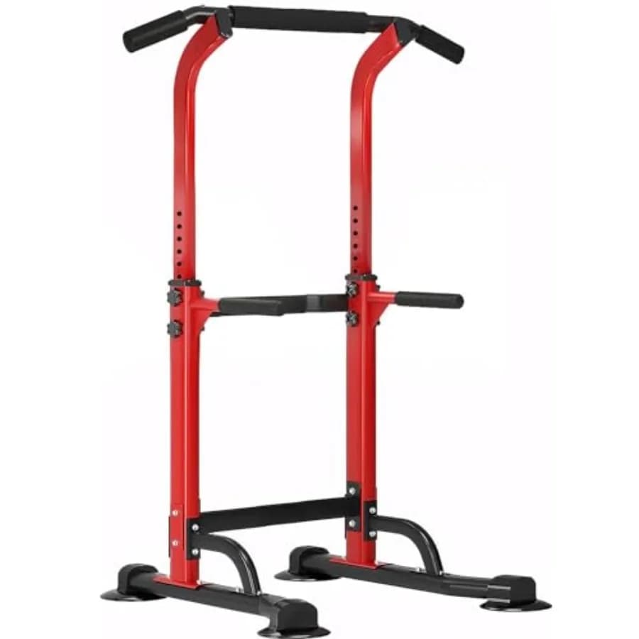 SogesPower Power Tower Dip Station with Home Gym Traction Bar, Height Adjustable, Strength Training Equipment