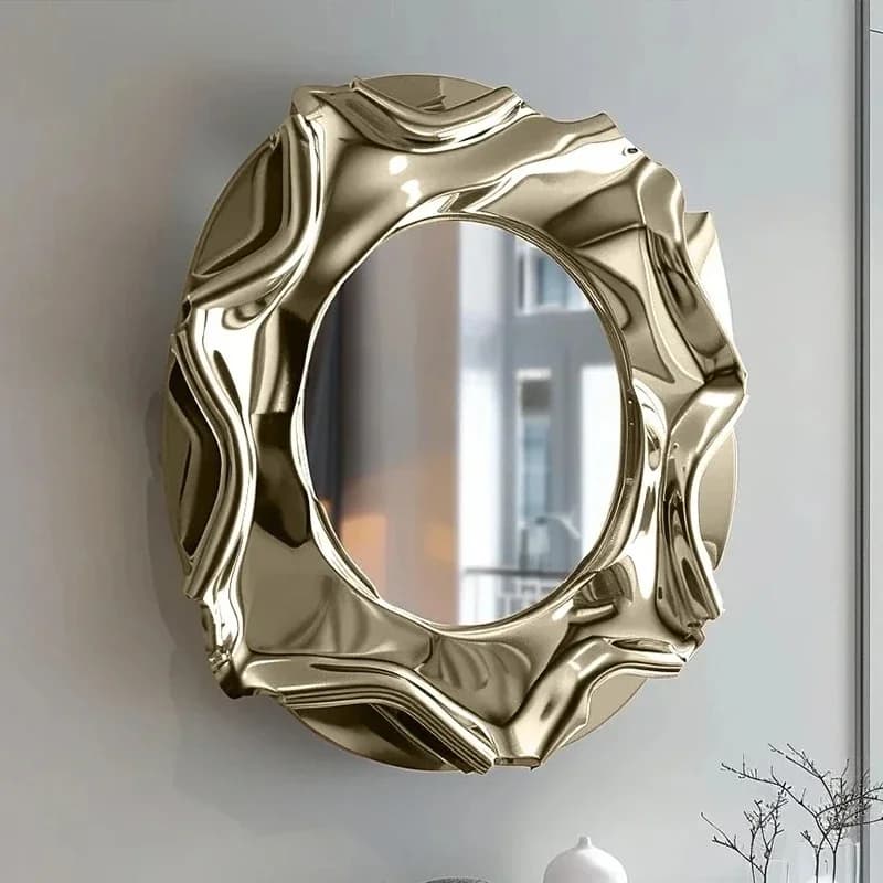Specchio decorativo per soggiorno in plastica irregolare creativa di lusso leggero Specchio per trucco americano Specchio da parete a forma speciale per bagno