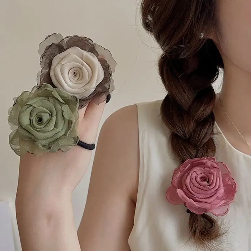 1pc fiori di rosa essiccati corda per la testa nuova felpa con cappuccio in pelle da donna di fascia alta copricapo corda per capelli sensazione premium allungamento del cuoio capelluto