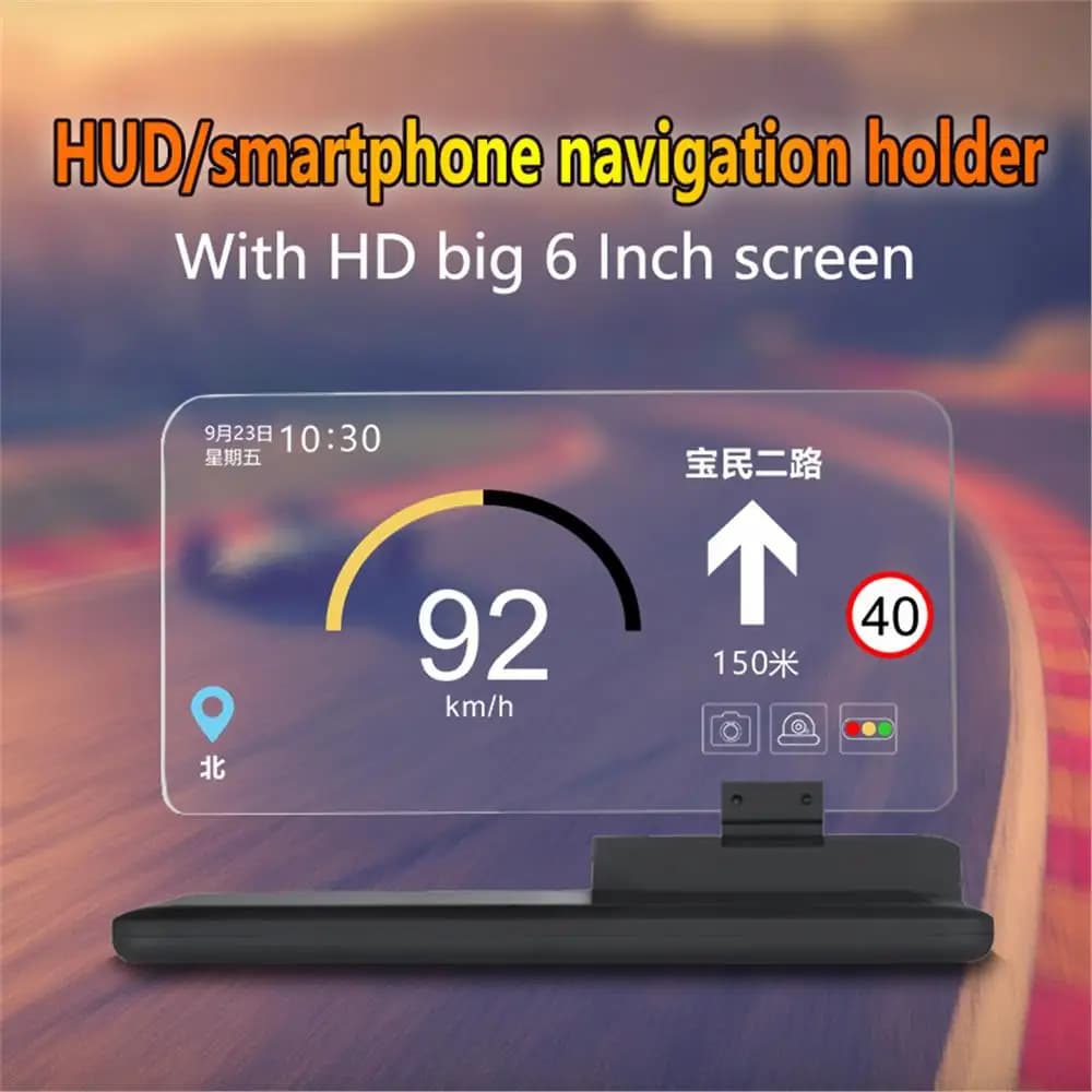 Proiettore per display Head Up per auto H6 universale da 6 pollici Navigazione telefonica Supporto per smartphone Staffa per display Head Up GPS pieghevole