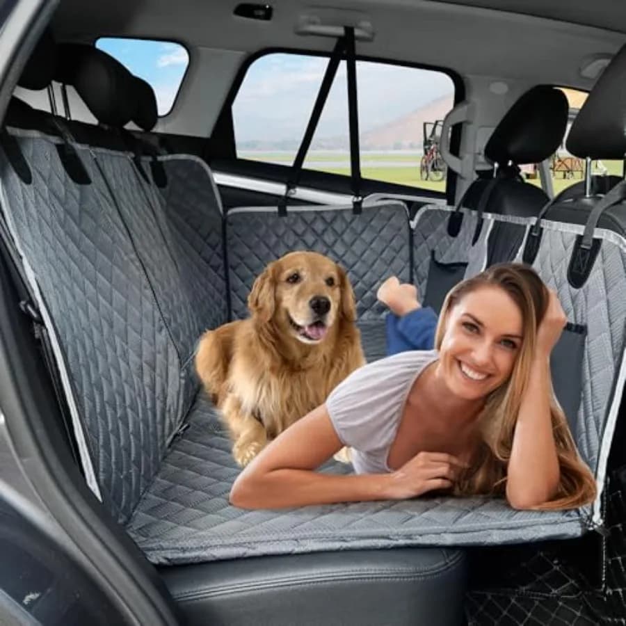Estensore per Sedile Posteriore per Cani, Coprisedile Auto Impermeabile con Fondo Rigido, Protezione per Sedile Posteriore, Letto Amaca Pieghevole per Animali Domestici da Campeggio