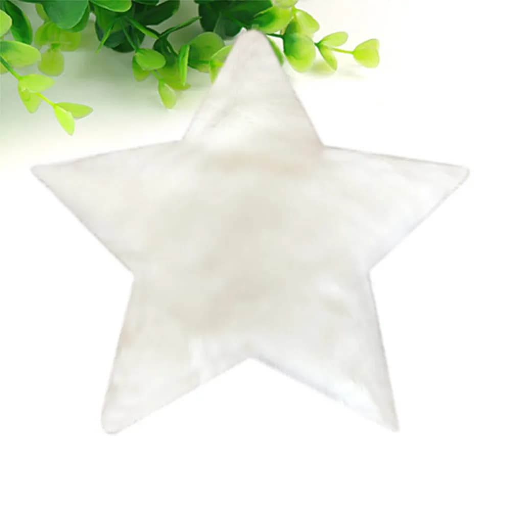 Star Shaped Long Pile Floor Mat Modern Fashion Home Decoration Soft Comfortable Non Slip Carpet Rug Tea Table Mat White 50x50cm