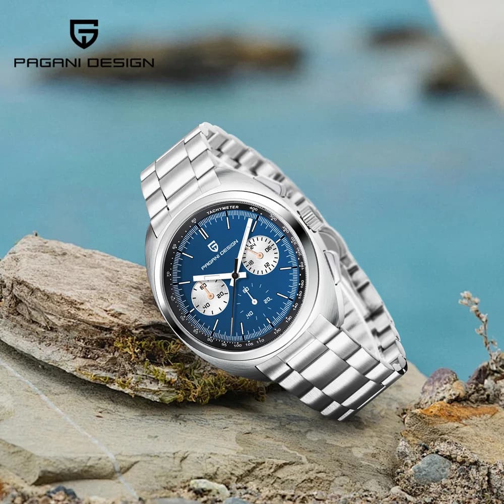 PAGANI DESIGN 2026 New Men's Watch with Panda Dial, Luxurious Quartz Watch with Sapphire Glass, Japanese Sports Chronograph VK63