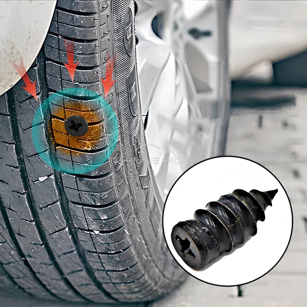 Kit di chiodi per riparazione pneumatici sottovuoto per moto, auto, scooter, set di strumenti per pneumatici tubeless in gomma, pellicola senza colla, accessori per auto