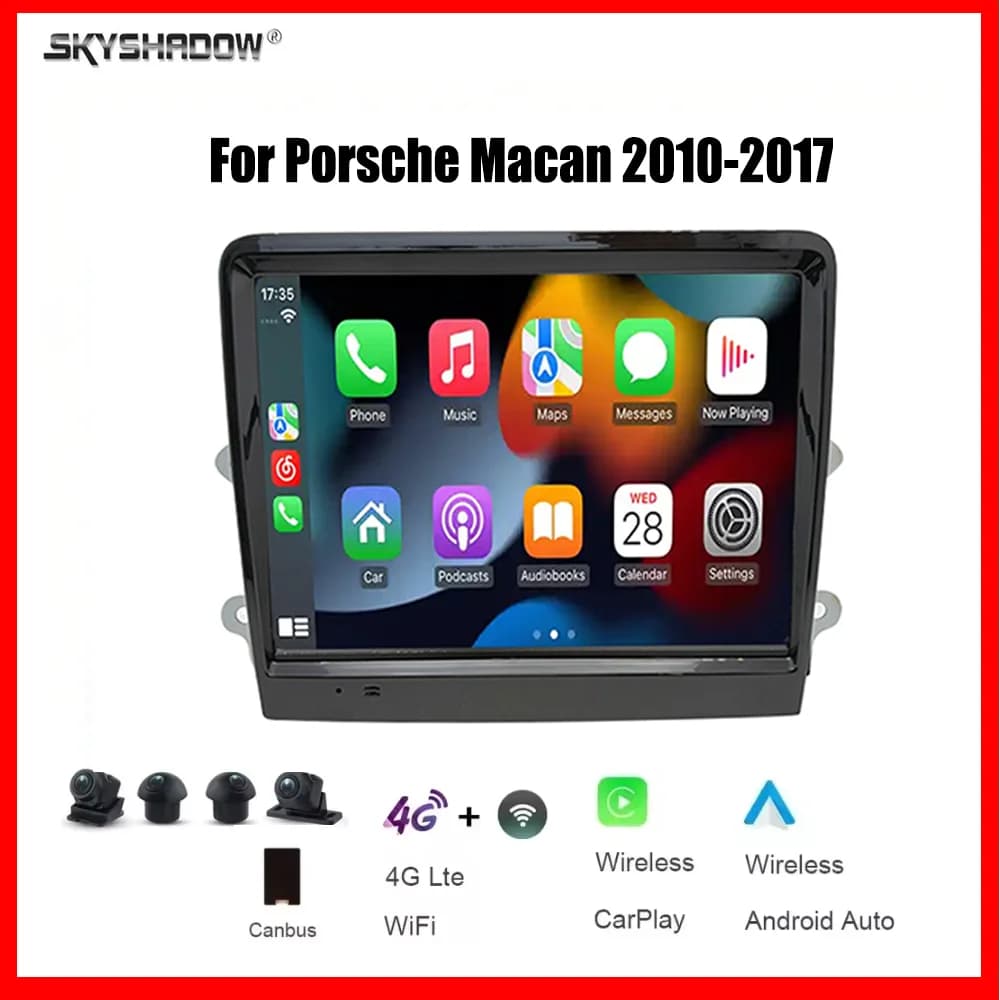 Autoradio multimediale per auto da 8.4 pollici con CarPlay Android 15, 8 Core, 12G+256G, 4G, Bluetooth, GPS, Navigazione per Porsche Macan 2010-2017