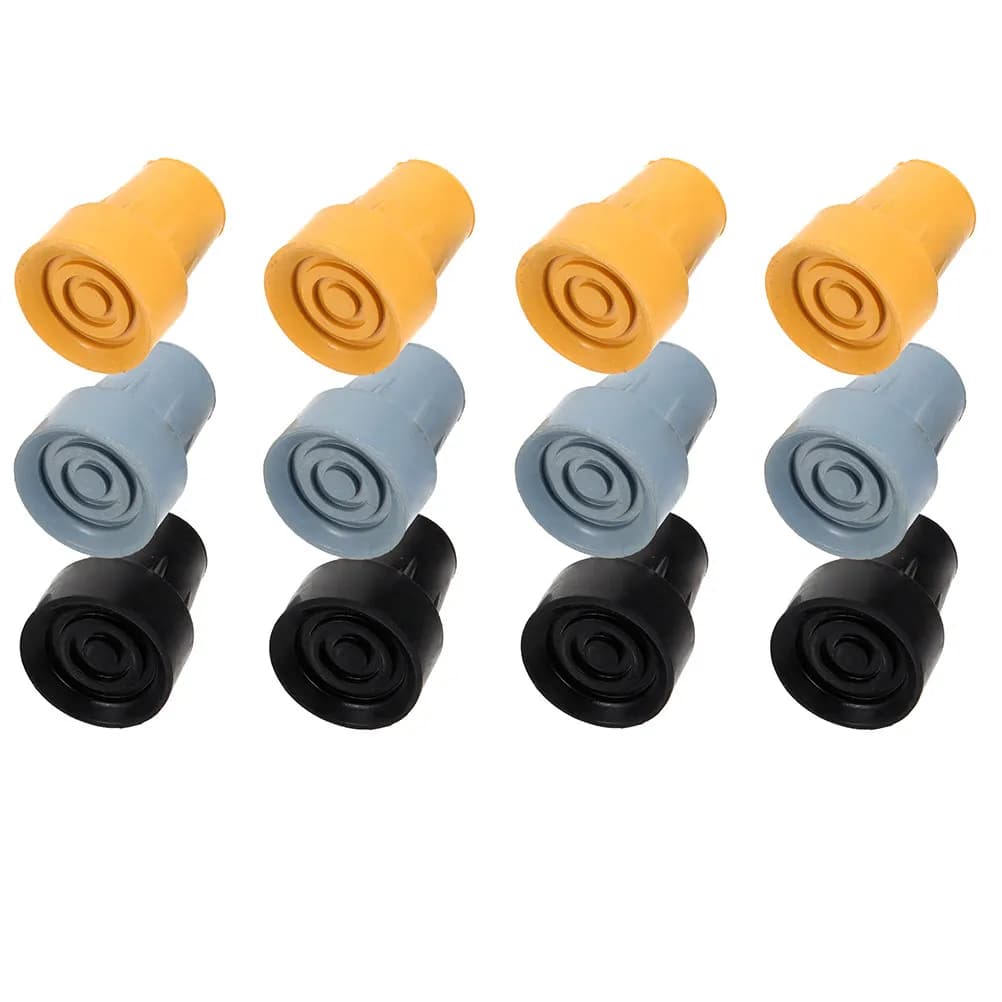 12Pcs Cane Tips Replacement Crutch Feet Sleeves Non-Skid Walking Pole Tips Trekking Pole Foot Covers Elderly Safety Hiking Stick