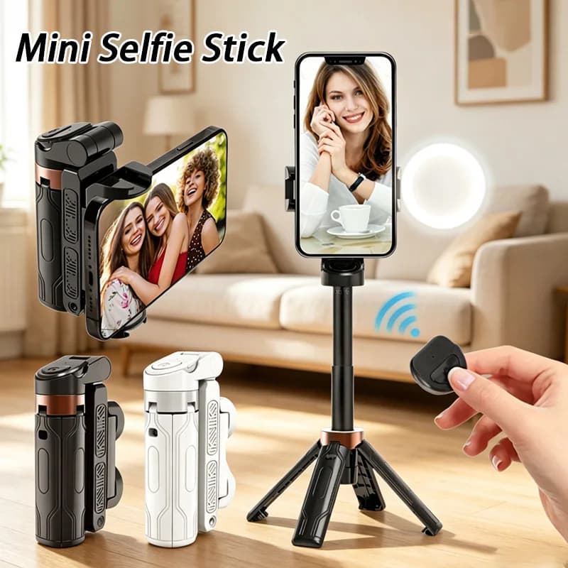 Super Mini Portable Selfie Stick with Bluetooth Remote Portable Phone Holder Shooting Aid Versatile Integrated Design Foldable