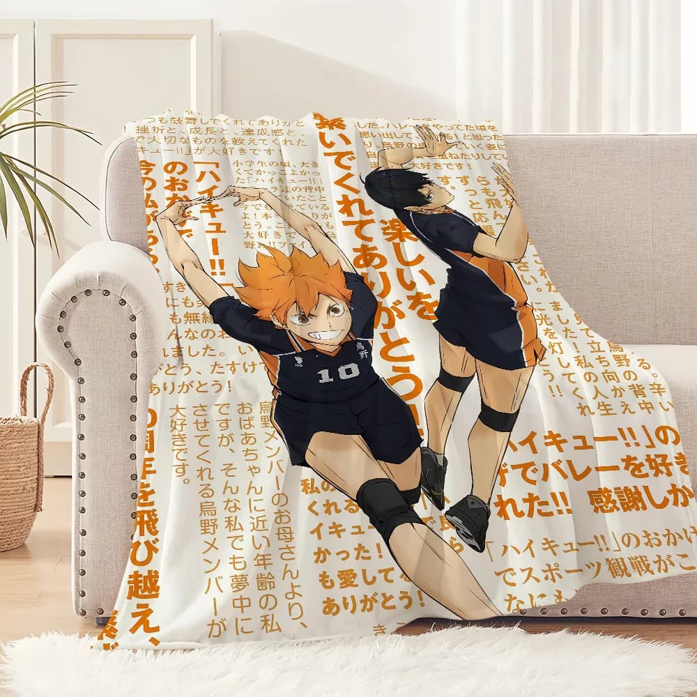 comic anime art H-Haikyu S-Shoyo Hinata Blanket Flannel warm soft plush blanket for sofa living room office bedroom travel gift