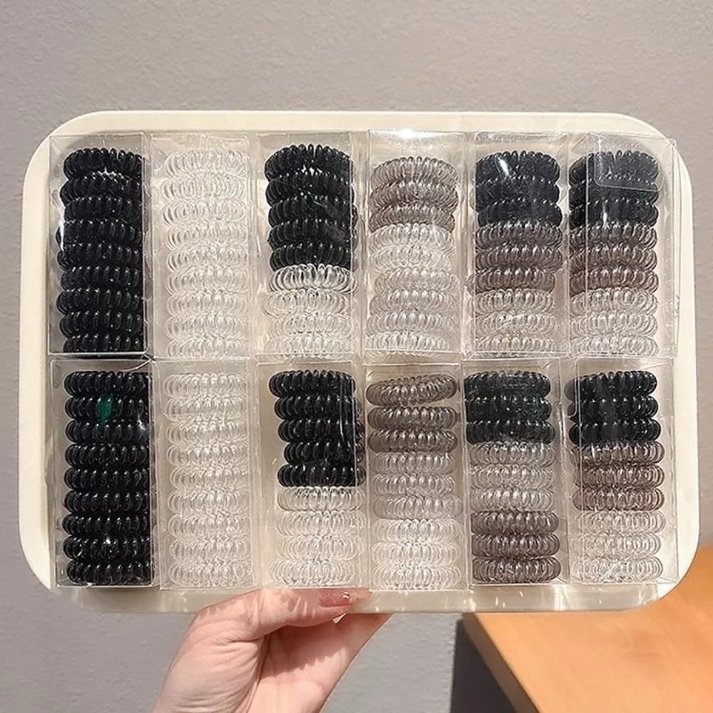 9 pz/scatola filo telefonico elastico senza tracce fasce per capelli elastici trasparenti fascette per capelli a spirale accessori per donne ragazze bambini