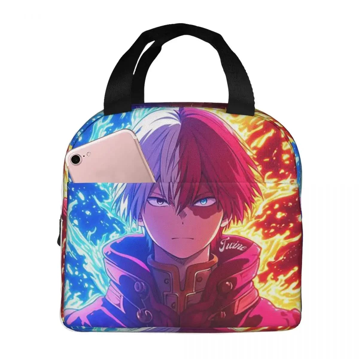 Academia My Hero Todoroki M6 Borsa termica per il pranzo per bambini, borsa termica per la scuola, contenitore portatile per alimenti