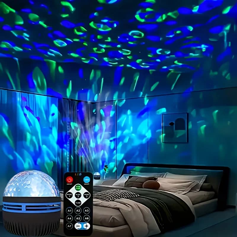 Proiettore Stellare Galassia LED con Telecomando, Luce Notturna RGB con Effetto Onde d'Acqua, 7 Modalità, Lampada Galassia USB per Camera da Letto, Feste e Bar