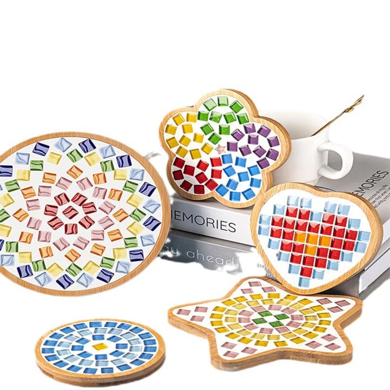 Do-it-yourself-made Bamboo Mosaic Tiles Creative Handmade Material for Mug Stoves Tray Mat Mosaic Tile Kit of handcrafted instruments in crystal Gift for children
