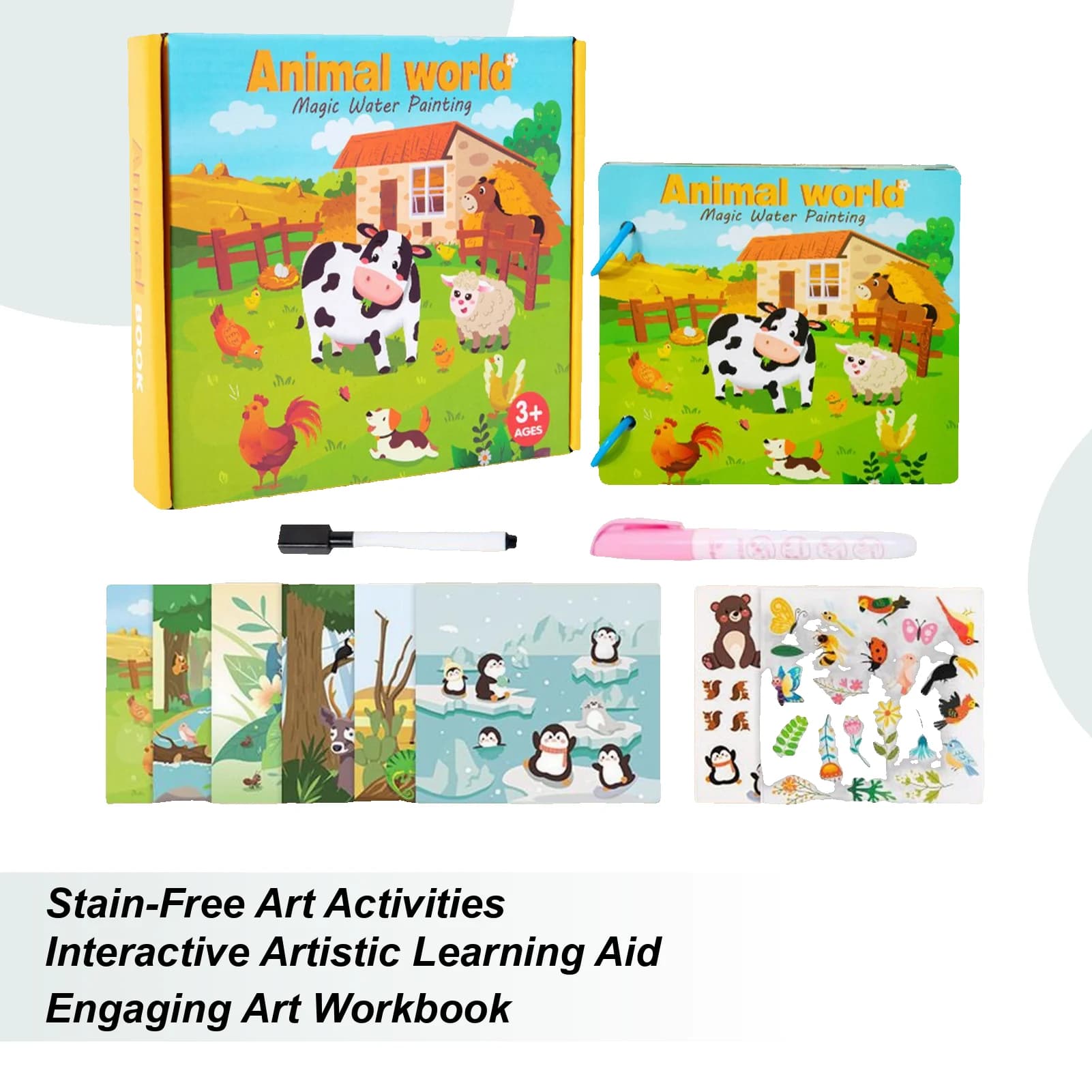Paint with Water Books for Kids Reusable Water Coloring Book Educational Art Supplies Gift for Toddlers 3-8 Years Old Boys Girls