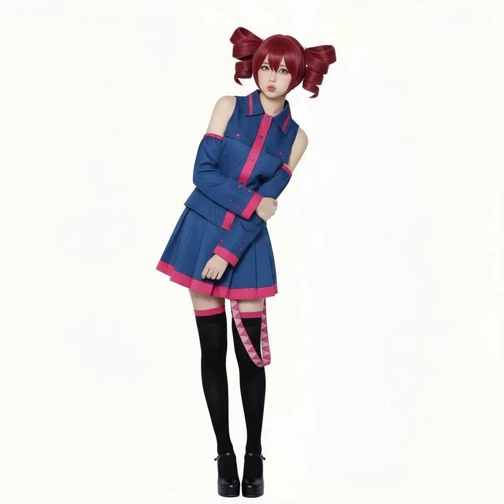 Anime Kasane Teto Cosplay Costume Wig Halloween Party Suit