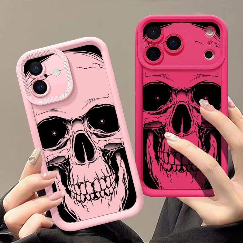 Custodia con motivo teschio per iPhone 17 Pro Max, compatibile con iPhone 16, 15, 14, 13 Pro Max, 11, 16e, 17e - Cover posteriore antiurto in silicone