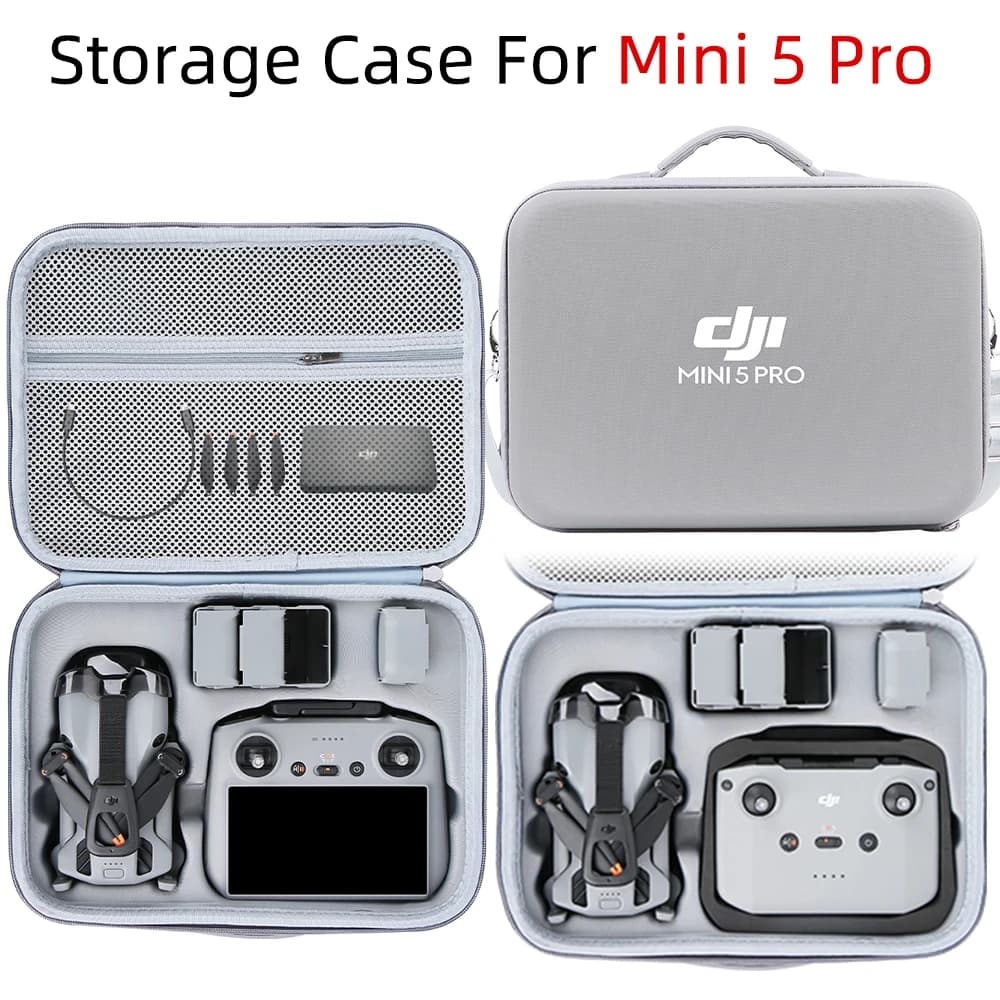 for Mini 5 Pro Case Large Capacity Portable PU Material Storage Bag for DJI Mini 5 Pro Fly More Combo Drone RC2/RC N3 Controller