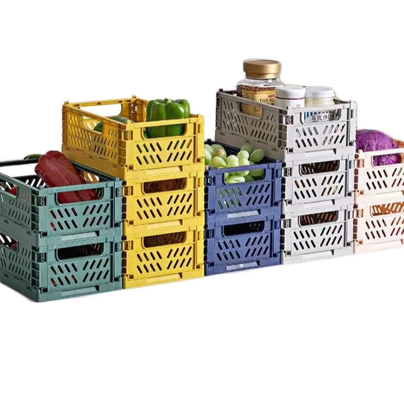 Folding Plastic Storage Basket Desktop Creative Snack Storage Box Stacked With Kitchen Storage Basket