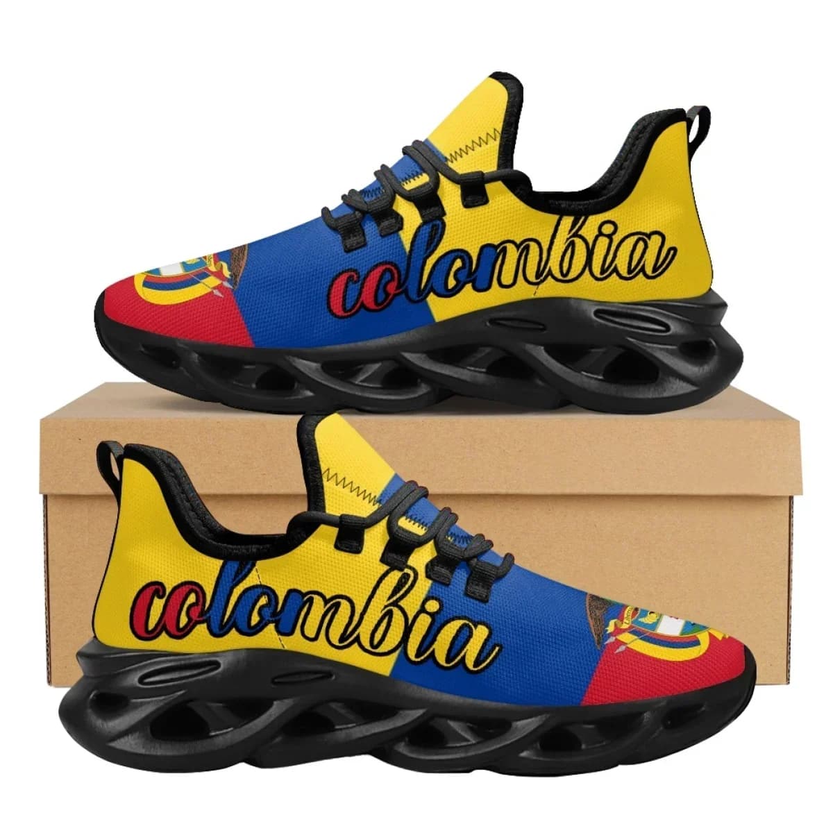 Nuove Scarpe Sportive da Corsa 2023 con Bandiera Colombiana, Sneakers con Lacci per Camminata, Ammortizzazione e Assorbimento degli Urti, Scarpe da Tennis per Donna e Uomo