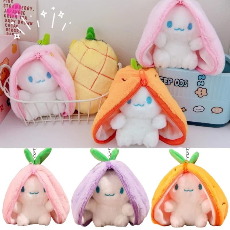 Divertenti giocattoli di peluche di coniglio di carota fragola ripieni di frutta trasformano animali morbidi bambola di coniglietto per regalo di compleanno per ragazze dei ragazzi