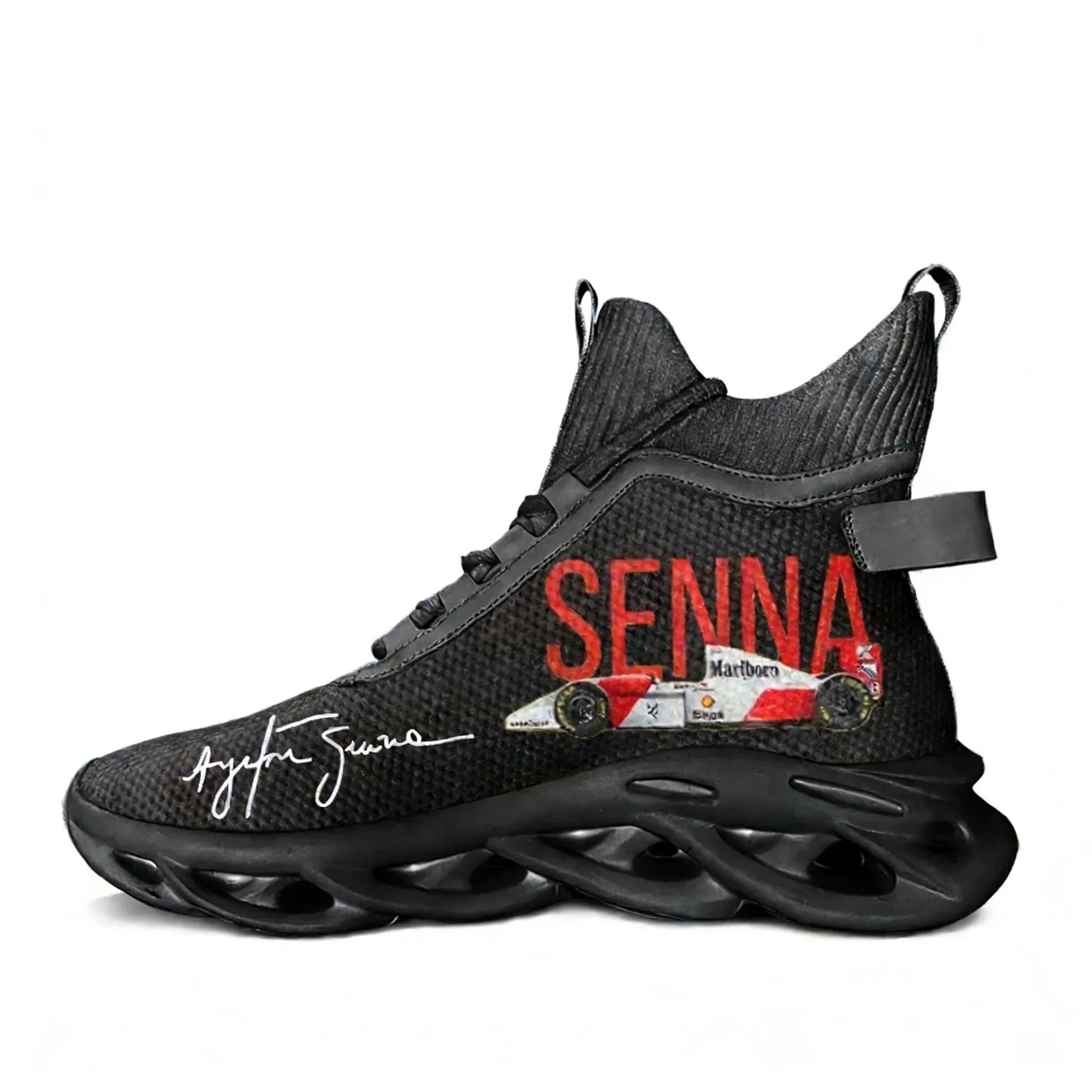 Sneakers alte con grafiche Ayrton Senna, scarpe da trekking e da viaggio, scarpe da corsa casual personalizzate da uomo e da donna