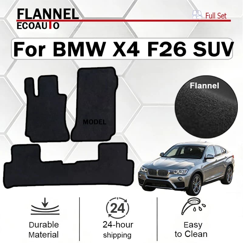 ECOAUTO Velour rugs set for BMW X4 F26 SUV (2014 2015 2016 2017-2018) -Black