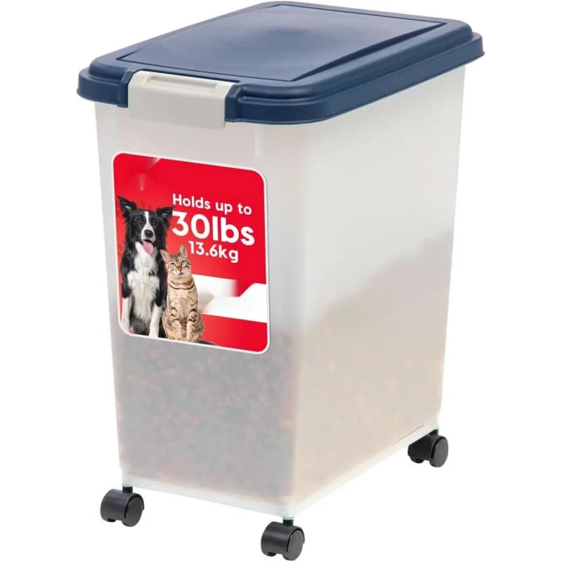 Airtight Dog Food Storage Container, Up to 30 lbs, Attachable Wheels