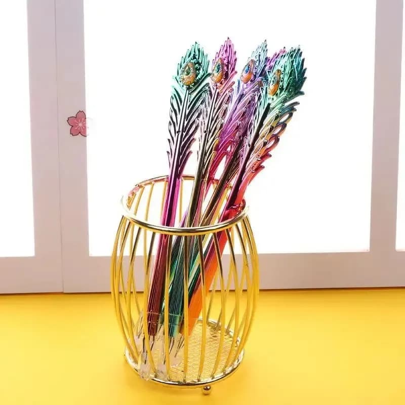 Stationery Peacock Feather Diamond School Office Gel Pen Supply Handle Styling Novel Cute Kawaii creative pretty lovely novelty