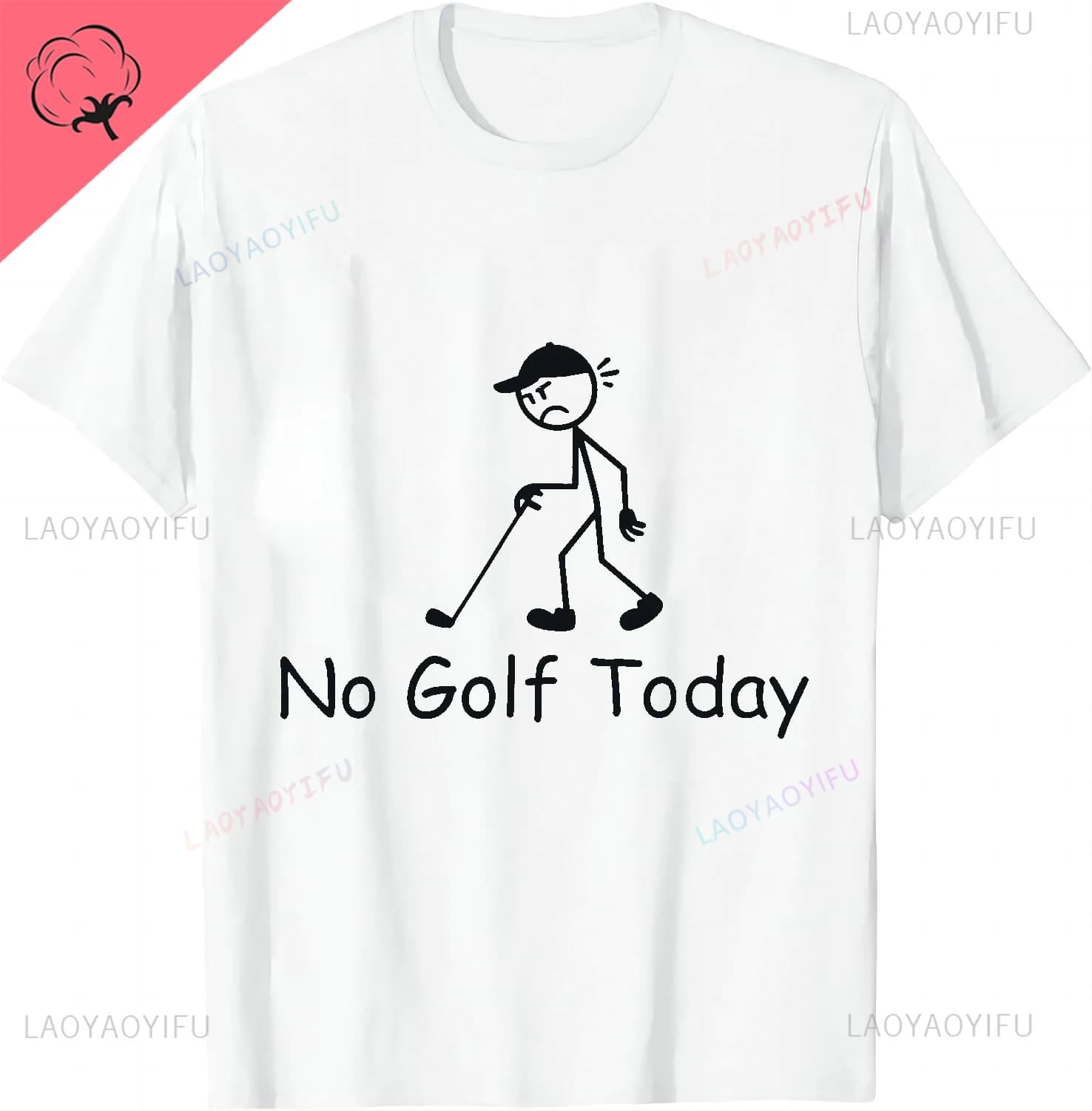No Golf Today Divertente grafica triste Stickman Golfista Figura T-shirt T-shirt in cotone traspirante e confortevole Streetwear Camisas