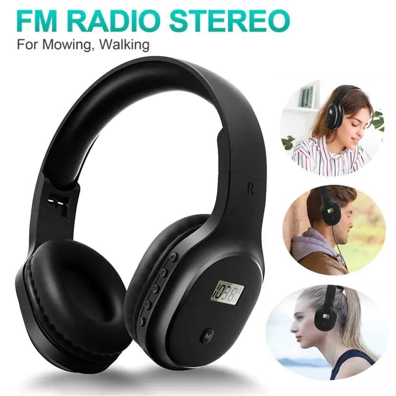Cuffie Radio FM personali portatili cuffie cuffie auricolari con Radio integrata per Jogging Walking supporta cavo AUX esterno