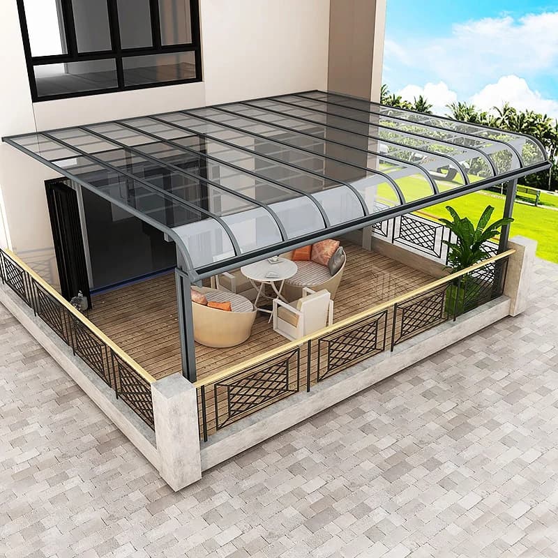 Gazebo in Alluminio Personalizzato di Lusso per Esterni con Tetto in Policarbonato, Impermeabile e Protezione Solare per Cortile