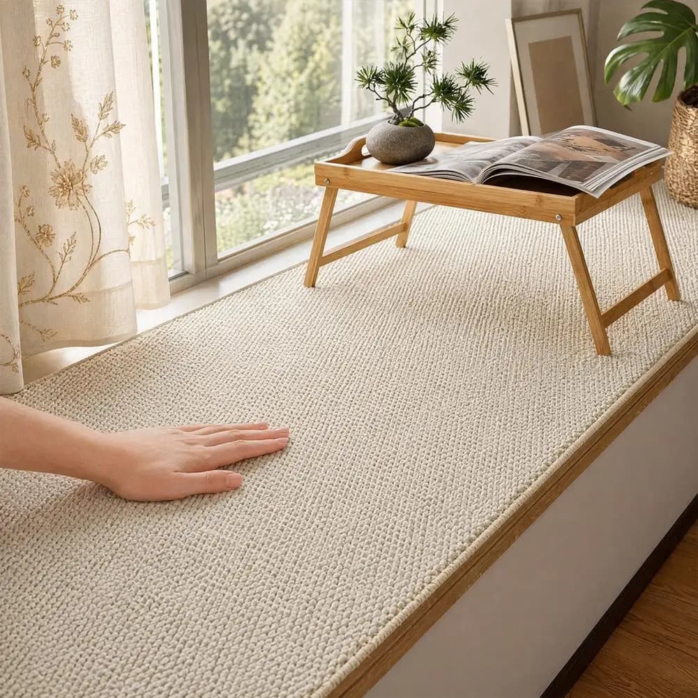 Anti Slip Floor Mat Bay Window Mat Floor Rug Solid Color Washable Anti-slip Bedroom Mat Cozy Window Sill Carpet for Room Bay