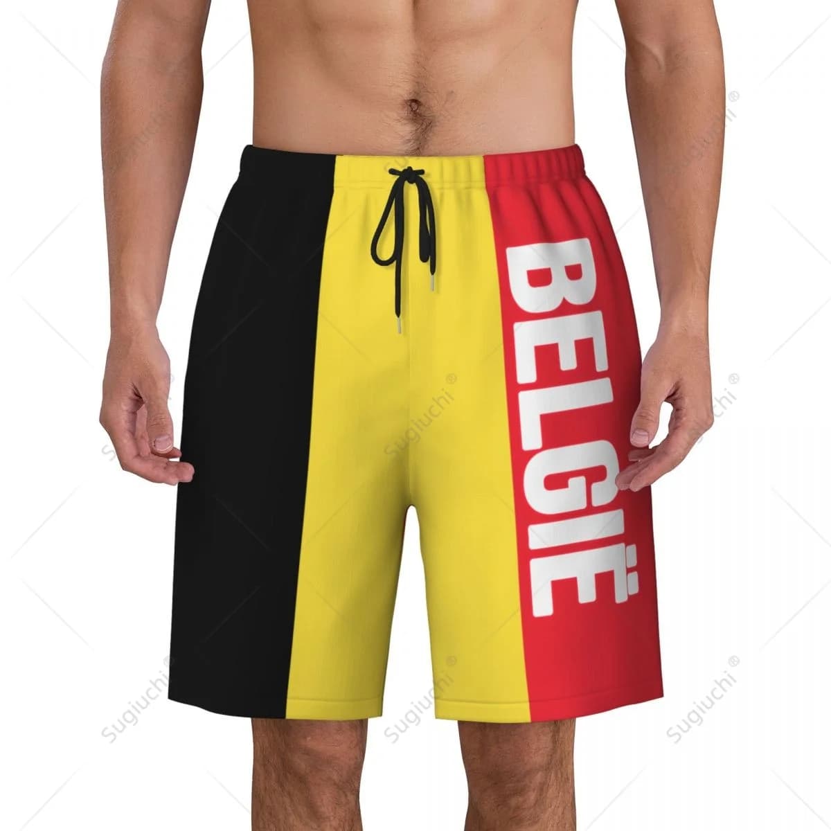Pantaloncini da Spiaggia con Bandiera Belga per Uomo, Shorts da Surf, Ciclismo, Nuoto e Corsa in Poliestere