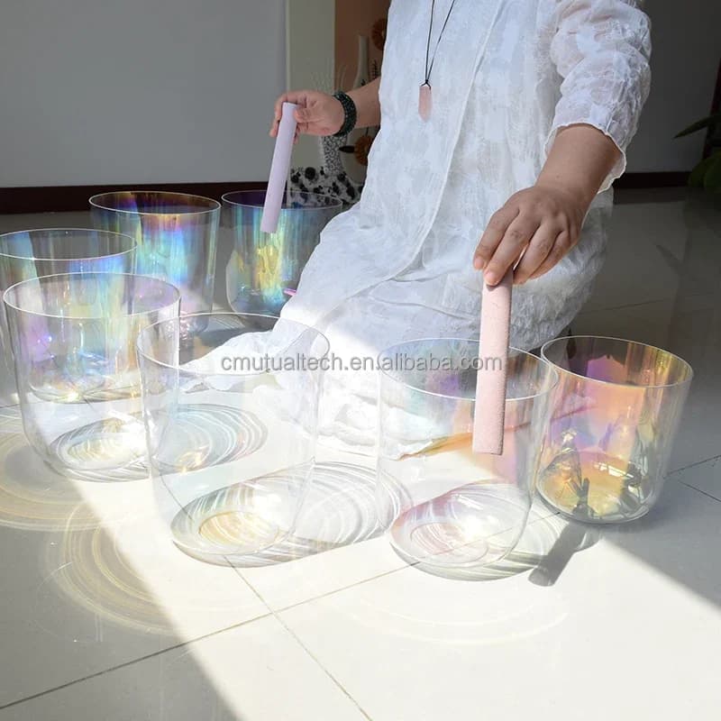 Crystal Bowl Singing Quartz Set of 7 Chakra 432Hz Sound Therapy Wellness Bowl Sound Healing Instrument for Travel Meditation