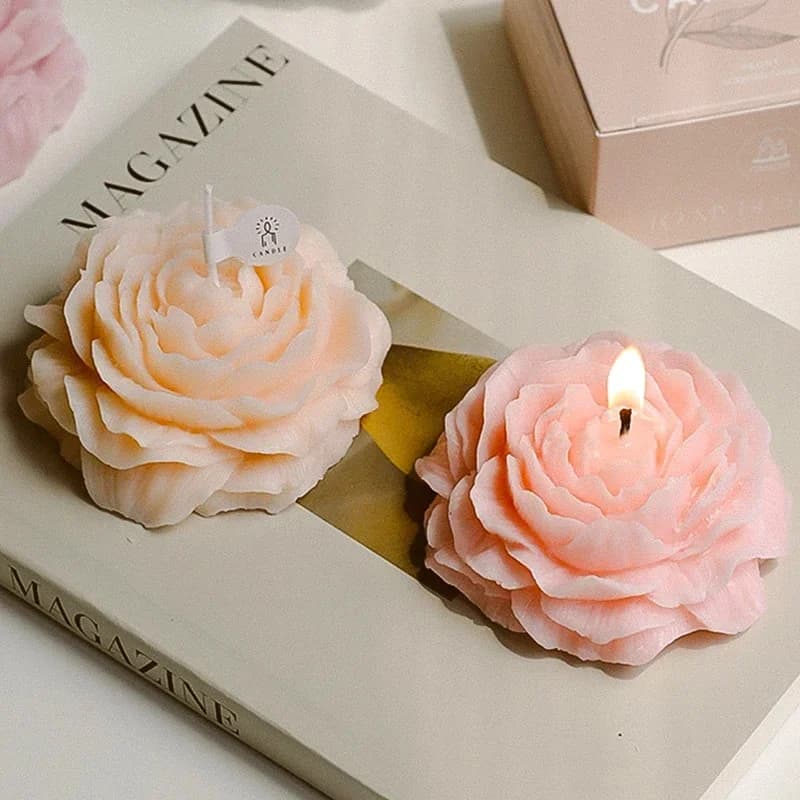 Candela Aromaterapica 3D a Forma di Peonia - Decorazione Creativa a Forma di Fiore, Confezione Regalo per Matrimoni e Ornamento Profumato per San Valentino