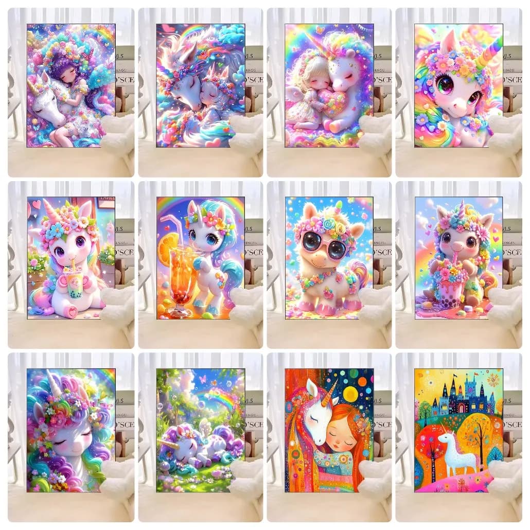 Diamond Painting Cute Cartoon Unicorn Animal Diamond Mosaic Handmade Art Exquisite Creative Gift Home Decoration