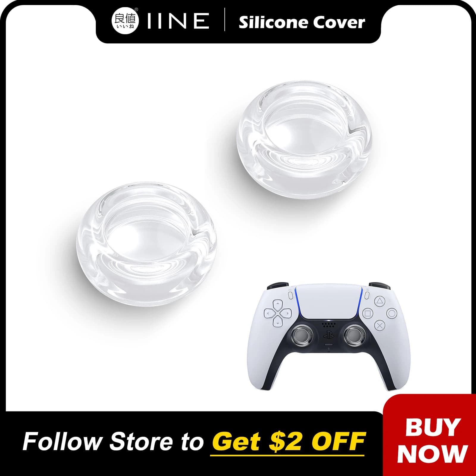 LINE Cappucci per impugnatura per pollice trasparenti compatibili con il controller PS5/XBOX/Switch Pro Materiale protettivo in silicone liquido per joystick