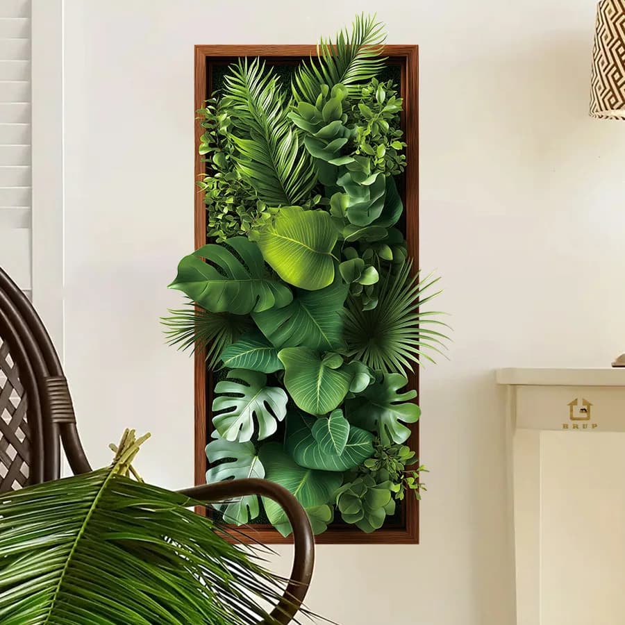 Adesivo Murale 3D con Piante Verdi, Decorazione Creativa per Soggiorno, Camera da Letto, Sfondo Divano, Decorazione Autoadesiva per la Casa